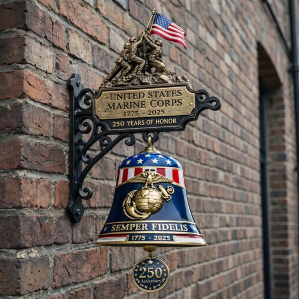 USMC 250th Anniversary Iwo Jima Flag Raising Commemorative Wall Bell
