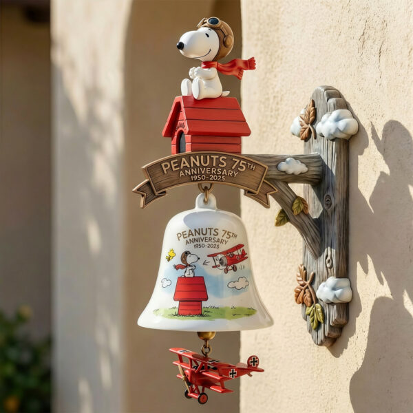 Snoopy 75th Anniversary "Flying Ace" Vintage Wall Mounted Bell / Wind Chime