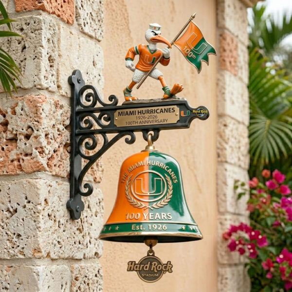 Miami Hurricanes Centennial Mascot Cast Iron Doorbell & Wall Decor