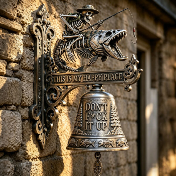 Skeleton Fisherman Gothic Wall Bell