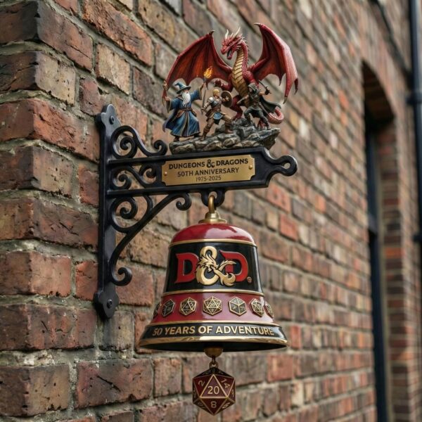Dungeons & Dragons Legendary Adventure Bell with D20 Clapper and Miniature Statues